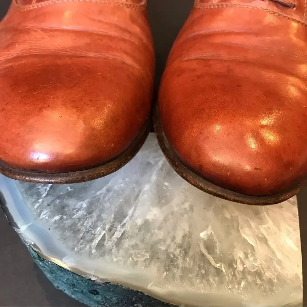 Mario Bruni Made in Italy Lace-Up Brown Leather Oxford Shoes, Size 9.5